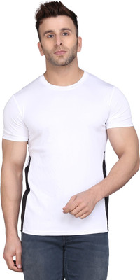 TQH Solid Men Round Neck White T-Shirt