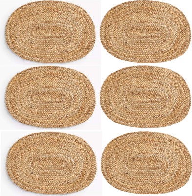 pepme Oval Pack of 6 Table Placemat(Beige, Jute)