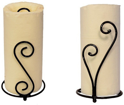 manzees 1 Compartments Wrought Iron Napkin Roll Holder(Black)
