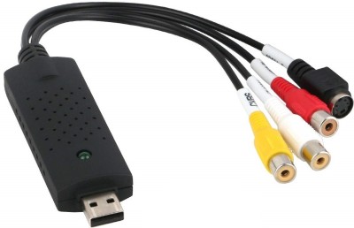 microware  TV-out Cable USB 2.0 Video Audio Capture Card Adapter VHS VCR TV to DVD Digital Converter support Win 2000/Win Xp/ Win Vista /Win 7/Win 8/Win 10(Black, For Laptop)
