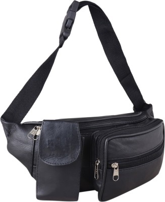 SKKFASHION Leather Stylish Waist Bag Waist Bag(Black)