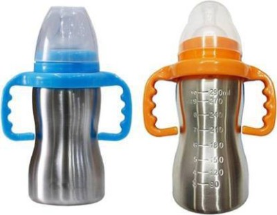 CHILD CHIC Thermal Insulation Stainless Steel Baby Feeding Bottle -290 ml PACK OF 2 (ORANGE AND BLUE ) - 290 ml(PACK OF 2)