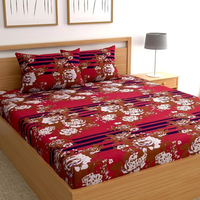 HSR Collection 180 TC Cotton Double Printed Flat Bedsheet(Pack of 1, Multicolor)