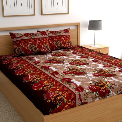 HSR Collection 180 TC Cotton Double Printed Flat Bedsheet(Pack of 1, Multicolor)