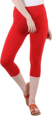 DIAZ Cotton Lycra plain capri for women,capri for ladies Women Red Capri