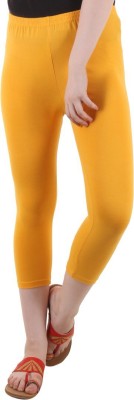 DIAZ Cotton Lycra plain capri for women,capri for ladies Women Yellow Capri