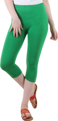 DIAZ Cotton Lycra plain capri for women,capri for ladies Women Green Capri