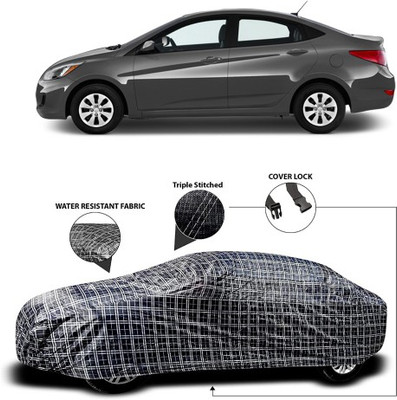APNEK Car Cover For Hyundai Accent Viva (With Mirror Pockets)(Grey, Black)