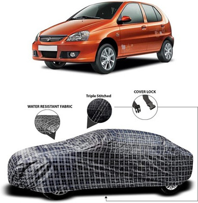 APNEK Car Cover For Tata Indica eV2 (With Mirror Pockets)(Grey, Black)