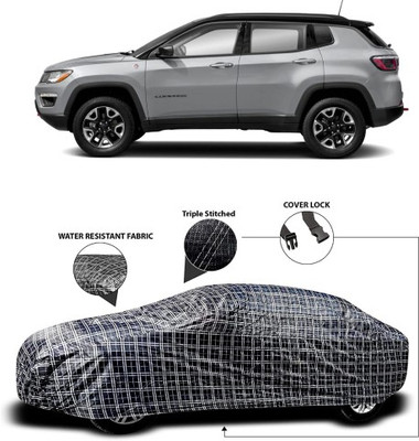 APNEK Car Cover For Jeep Compass Facelift (With Mirror Pockets)(Grey, Black)