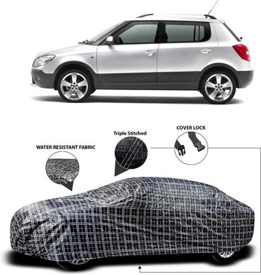 APNEK Car Cover For Skoda Fabia (With Mirror Pockets)(Grey, Black)