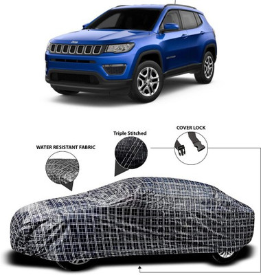 APNEK Car Cover For Jeep Compass (With Mirror Pockets)(Black, Grey)