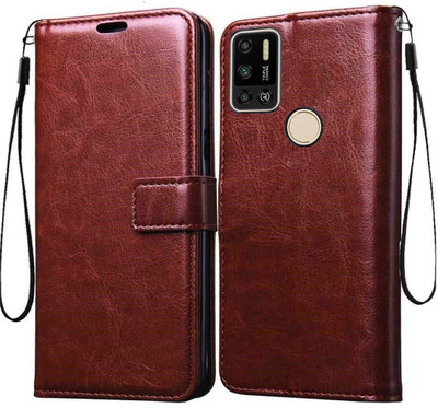TINGTONG Flip Cover for Tecno Spark 6 Air(Brown, Cases with Holder, Pack of: 1)