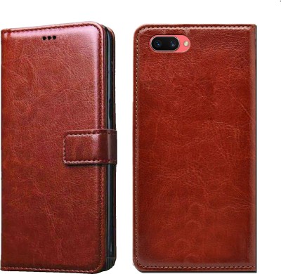 Unirock Wallet Case Cover for Realme C2(Brown, Dual Protection, Pack of: 1)