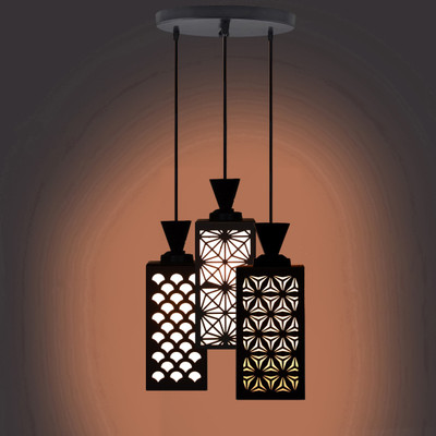 Gojeeva Gojeeva 3 Light Creative Wooden Pendant Light. Lamp suitable for Living Room,Foyer,Bedroom,Hallway Pendants Ceiling Lamp Pendant Lamp Ceiling Lamp(Black)
