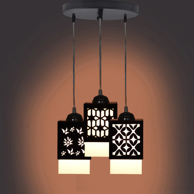 Zuper 3 Light Creative Wooden Pendant Light. Lamp suitable for Living Room,Foyer,Bedroom,Hallway Pendants Ceiling Lamp Pendant Lamp Ceiling Lamp(Black)