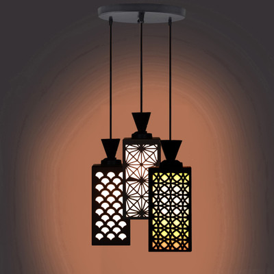 Zuper 3 Light Creative Wooden Pendant Light. Lamp suitable for Living Room,Foyer,Bedroom,Hallway Pendants Ceiling Lamp Pendant Lamp Ceiling Lamp(Black)