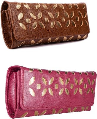 pocket bazar Casual Brown, Pink  Clutch