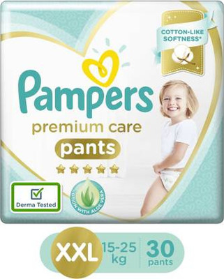 Pampers Premium Pants Cotton like soft Diapers with Wetness Indicator - XXL30 - XXL(30 Pieces)