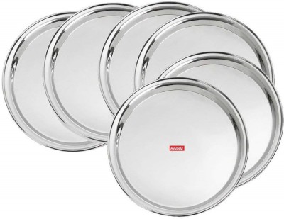 Redific Stainless Steel Dinner Plate Set 13 Size 6 piece Dinner Plate(Pack of 6, Microwave Safe)