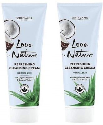 Oriflame Sweden Refreshing Cleansing Cream with Aloe vera and Coconut Water (Pack of 2) Face Wash(250 ml)