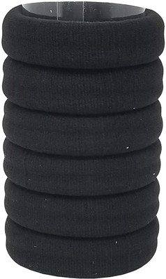 AVEU Dailyuse All Purpose Ponytailers Hair Ties Elastic Rubberband Soft & Strong No Metal 1.4cm Thick Black, Large, for Women/Girls (Pack of 6) Rubber Band(Black)