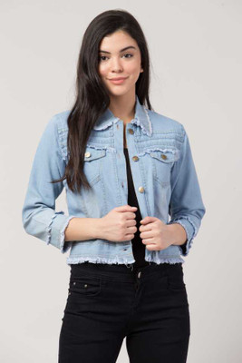 M M Fab In Fashoion 3/4th Sleeve Washed Women Denim Jacket