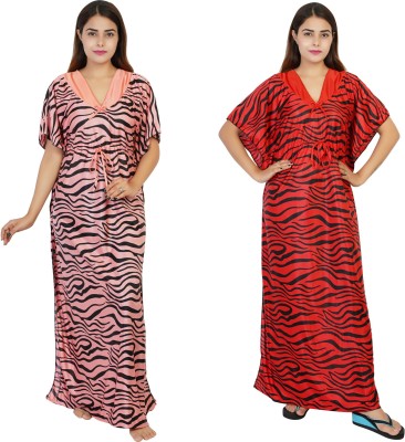 NACNO Animal Print Satin Blend Women Kaftan