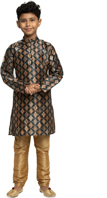 kraft india Boys Festive & Party Kurta and Churidar Set(Dark Green Pack of 1)