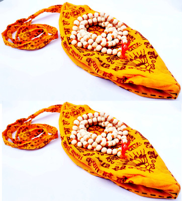 A1 Laxmi Ganesh Combo of Natural Tulsi mala with Hare krishna Printed Jholi Wood Chain Set