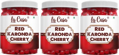 La Casa Organic Red Cherries Karonda | Glazed Candied Cherry | Ideal for Cakes & Cookies Decoration | Cherries(3 x 250 g)