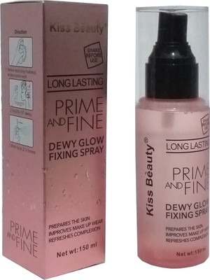 Kiss Beauty Long Lasting Prime and Fine Glow and Makeup Fixing Spray Primer  - 150 ml(Transparent)