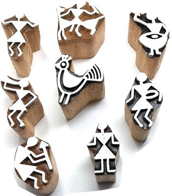 skart wooden printing block stamp warli Printing Blocks(Pack of 8)