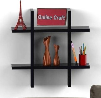 KHUSUBHDECOR ch2987 wooden wall shelf mota plus black Wooden Wall Shelf(Number of Shelves - 2, Black)