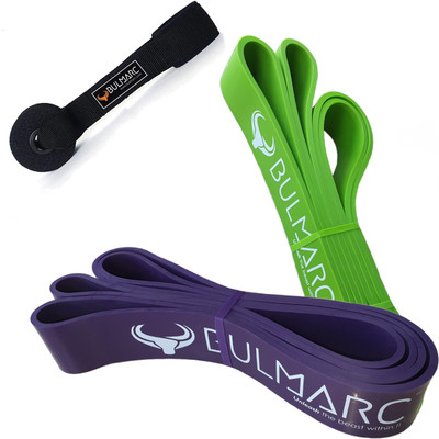 Bulmarc Set of 2 Pull Up Resistance Bands Heavy and XHeavy (21-57 KGS) Resistance Tube(Lime Green, Purple)