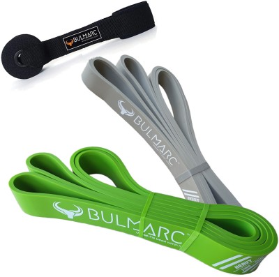 Bulmarc Set of 2 Pull Up Resistance Bands Medium and Heavy (15-37 KGS) Resistance Tube(Grey, Lime Green)