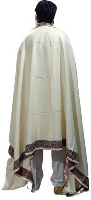 KASHMIR HANDLOOM Cashmere Self Design Men Shawl(White)