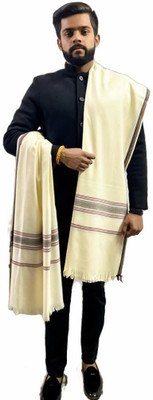 Zaria Fabs Polyester Wool Blend Woven Men Shawl(White)