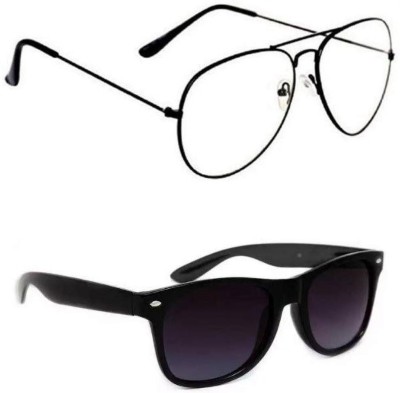 Online Mantra Wayfarer, Aviator Sunglasses(For Men & Women, Black, Clear)