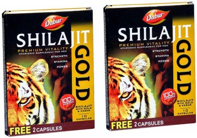 Dabur Shilajit Gold 10 Capsules with 2 capsules(Pack of 4)