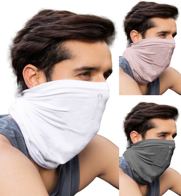 FREECULTR Unisex Anti Microbial Super Soft & Comfort Fit, Breathable Multipurpose Headband, Face Mask for Dust Protection Men Solid Bandana(Pack of 3)