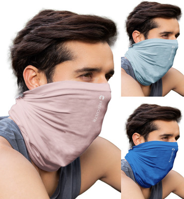 FREECULTR Unisex Anti Microbial Super Soft & Comfort Fit, Breathable Multipurpose Headband, Face Mask for Dust Protection Men Solid Bandana(Pack of 3)