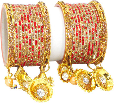 PRETTY GEMS Metal Beads, Zircon Gold-plated Bangle Set(Pack of 22)