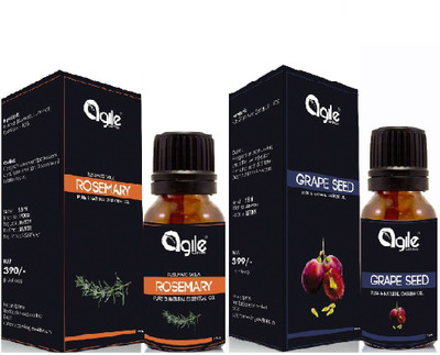 Agile Wellness Pure and Natural Grape Seed Oil 15 ml , Rosemary Essential Oil 15 ml(30 ml)