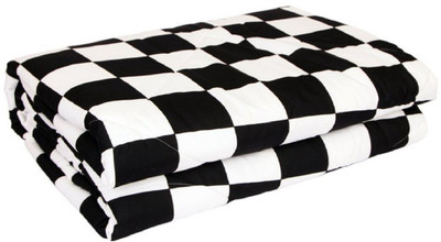 SB SERVICE BRIGHT Printed Single AC Blanket for  Mild Winter(Poly Cotton, White, Black)