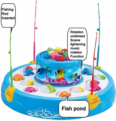 SALEOFF Musical Fish Catching Game Big with 26 Fishes, 4 Pods & 3D Lights-403(Multicolor)