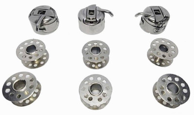 Hind Home HAND SEWING MACHINE BOBINS 6 Metal Bobbins with 3 Bobbin case Metal Bobbins(Pack of 6, 2*2*1)