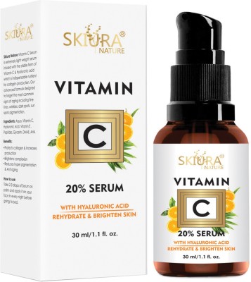 Skiura Vitamin C Serum with Hyaluronic Acid For Advance Skin Brightening, Anti Ageing, Anti Dark Circle, Fine Lines & Repair Sun Damage Skin, Total Face Serum(30 ml)