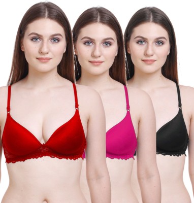 Cup's-In PD Bra Women Minimizer Non Padded Bra(Red, Pink, Black)