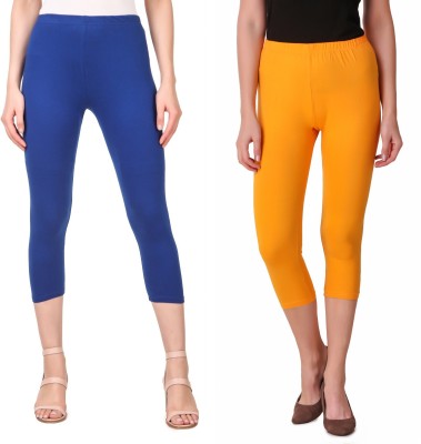 round off Women Blue, Yellow Capri